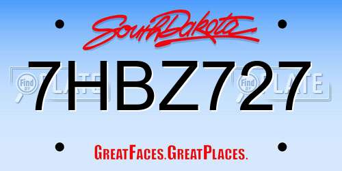 7HBZ727 South Dakota License Plate
