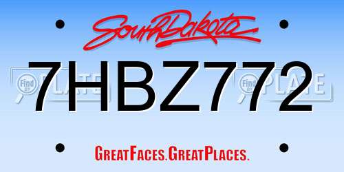 7HBZ772 South Dakota License Plate