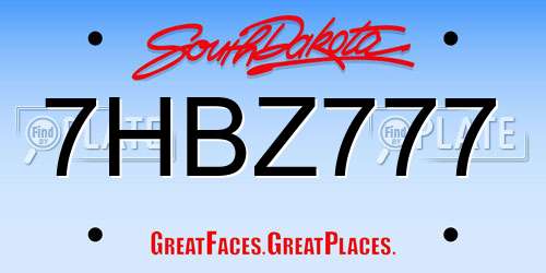 7HBZ777 South Dakota License Plate