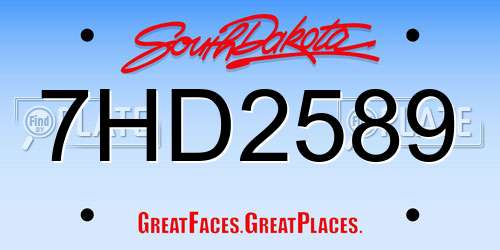 7HD2589 South Dakota License Plate