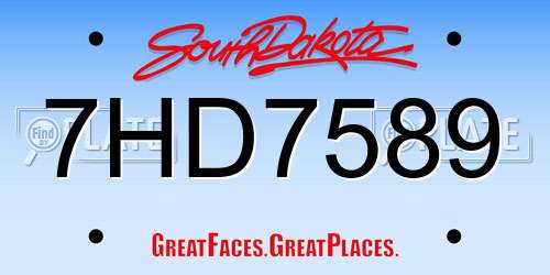 7HD7589 South Dakota License Plate