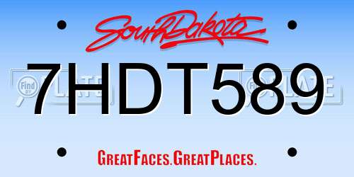 7HDT589 South Dakota License Plate