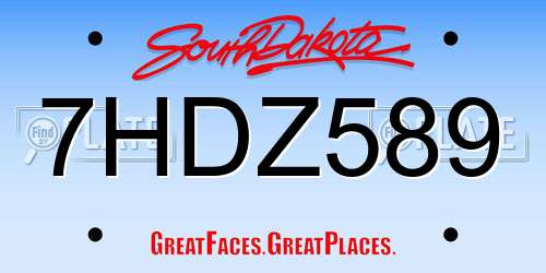 7HDZ589 South Dakota License Plate