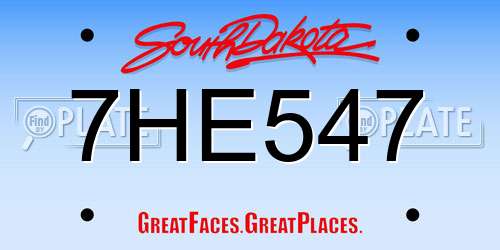 7HE547 South Dakota License Plate