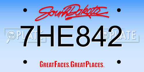 7HE842 South Dakota License Plate