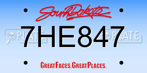 7HE847 South Dakota License Plate