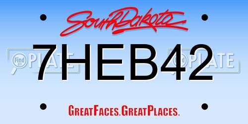7HEB42 South Dakota License Plate