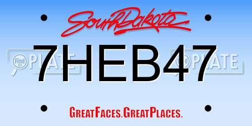 7HEB47 South Dakota License Plate