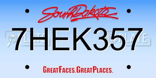 7HEK357 South Dakota License Plate