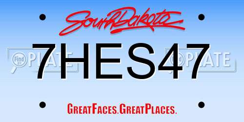 7HES47 South Dakota License Plate