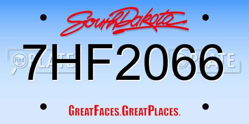 7HF2066 South Dakota License Plate