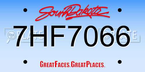 7HF7066 South Dakota License Plate