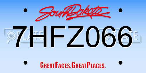 7HFZ066 South Dakota License Plate