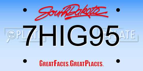 7HIG95 South Dakota License Plate