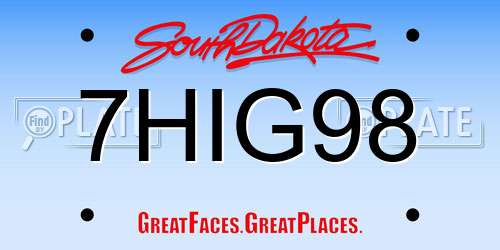 7HIG98 South Dakota License Plate