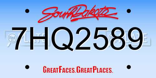 7HQ2589 South Dakota License Plate