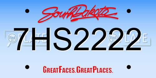 7HS2222 South Dakota License Plate
