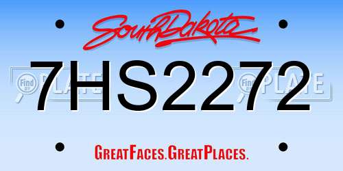 7HS2272 South Dakota License Plate