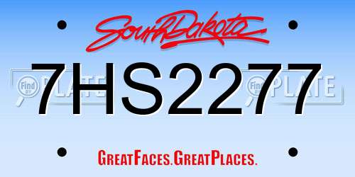 7HS2277 South Dakota License Plate