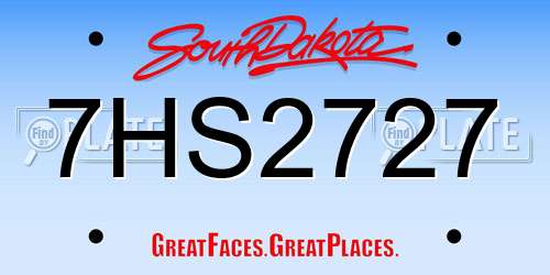 7HS2727 South Dakota License Plate