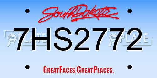 7HS2772 South Dakota License Plate