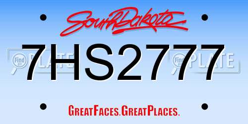7HS2777 South Dakota License Plate