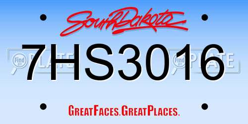 7HS3016 South Dakota License Plate