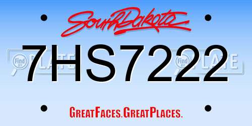 7HS7222 South Dakota License Plate
