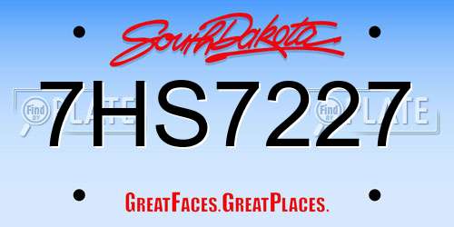 7HS7227 South Dakota License Plate