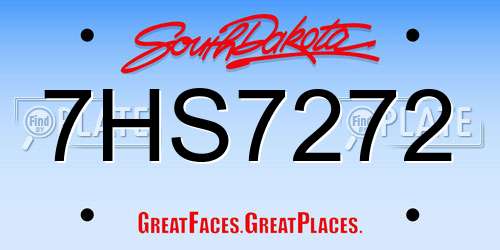 7HS7272 South Dakota License Plate