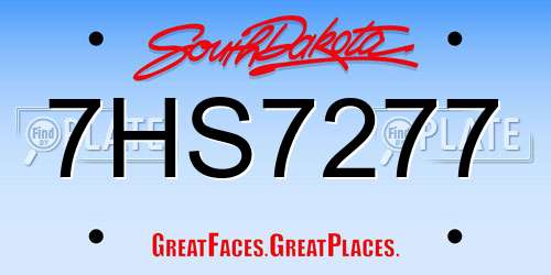 7HS7277 South Dakota License Plate