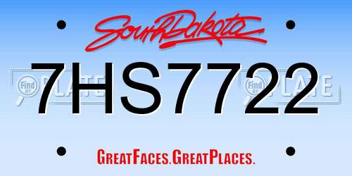 7HS7722 South Dakota License Plate