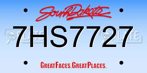7HS7727 South Dakota License Plate