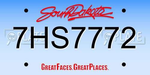 7HS7772 South Dakota License Plate