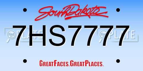 7HS7777 South Dakota License Plate