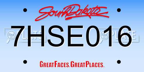 7HSE016 South Dakota License Plate