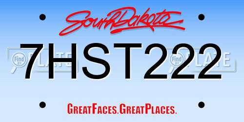 7HST222 South Dakota License Plate