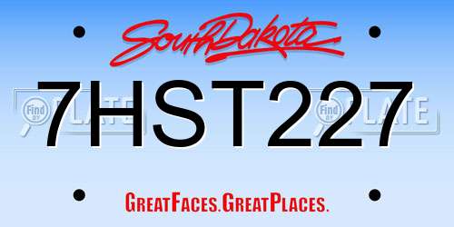 7HST227 South Dakota License Plate