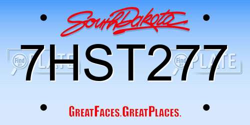 7HST277 South Dakota License Plate