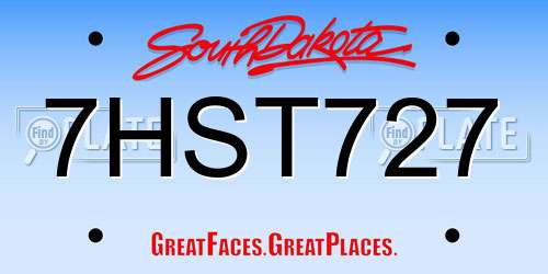 7HST727 South Dakota License Plate