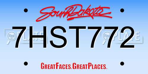 7HST772 South Dakota License Plate