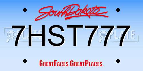 7HST777 South Dakota License Plate