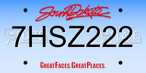 7HSZ222 South Dakota License Plate