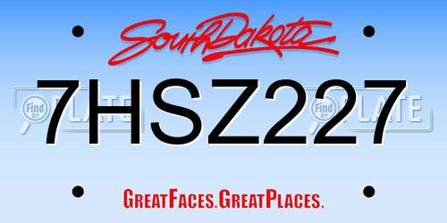 7HSZ227 South Dakota License Plate