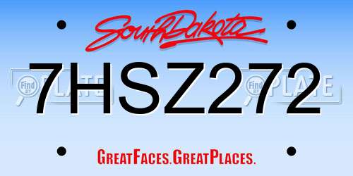 7HSZ272 South Dakota License Plate