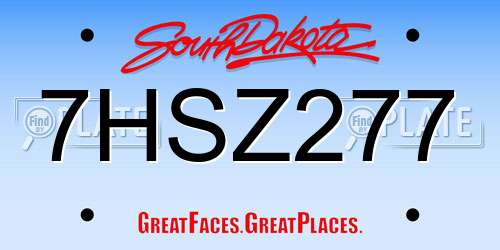 7HSZ277 South Dakota License Plate