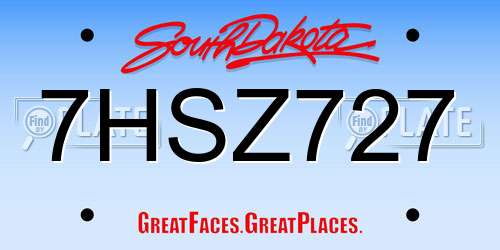7HSZ727 South Dakota License Plate