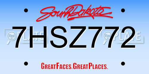 7HSZ772 South Dakota License Plate
