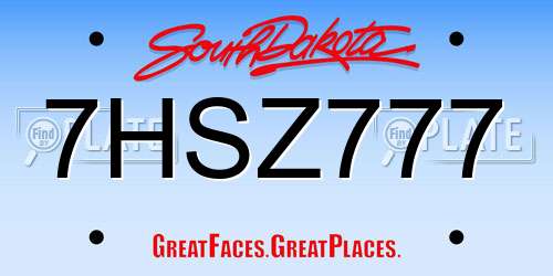 7HSZ777 South Dakota License Plate