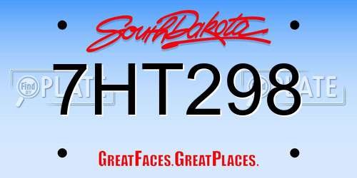 7HT298 South Dakota License Plate